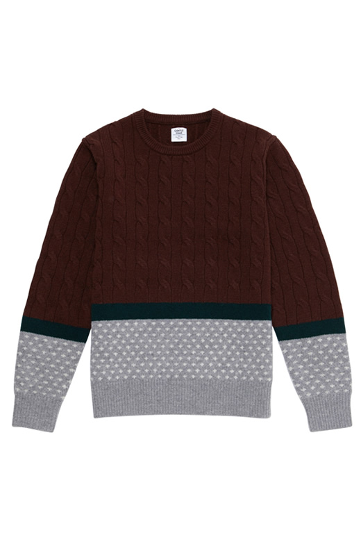 CABLExNORDIC KNIT BROWN CABLExGREY